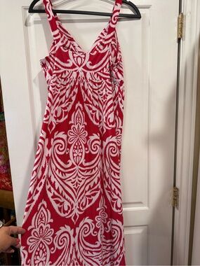 INC International Concepts Red and White Printed Maxi Dress